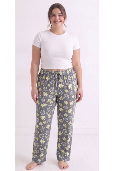 noend 3 Pack Plus Size Cotton Breathable Leopard & Floral Print Women's Pajama Bottoms Nd87