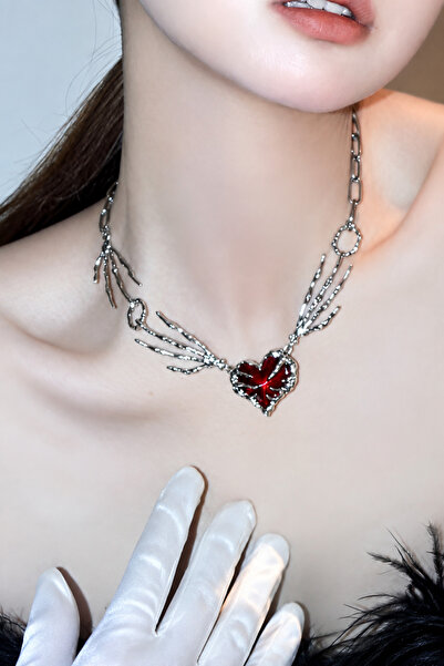 KİRAZ ÇİÇEĞİ JEWELRY Kore Tarzı GOTİK kalp kolye