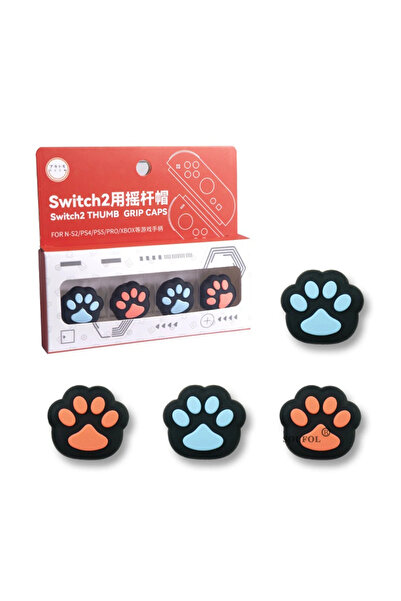 Choice BlueRed Paw 4pcs Cat Paw Silicone Analog Thumb Grip Caps Compatible wi...