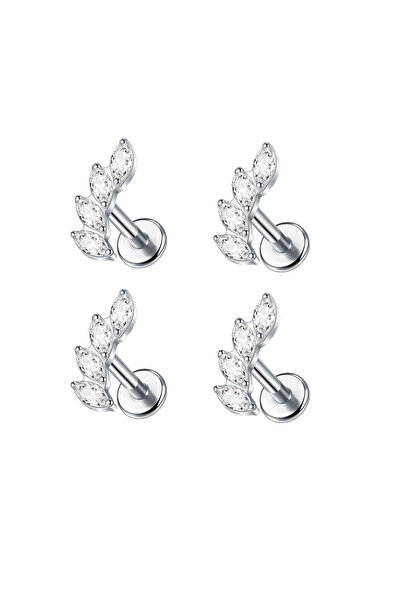 Choice5 Geometric body 1.2X8mm Labret, Lip Piercing Jewelry Silver A-4PCS 1//...