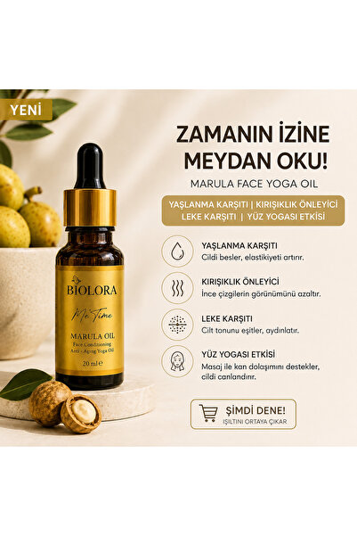 Biolora Marula Kakao Yağı Özlü Anti Aging Yüz Yogası Doğal Bakım Serumu 20ML.