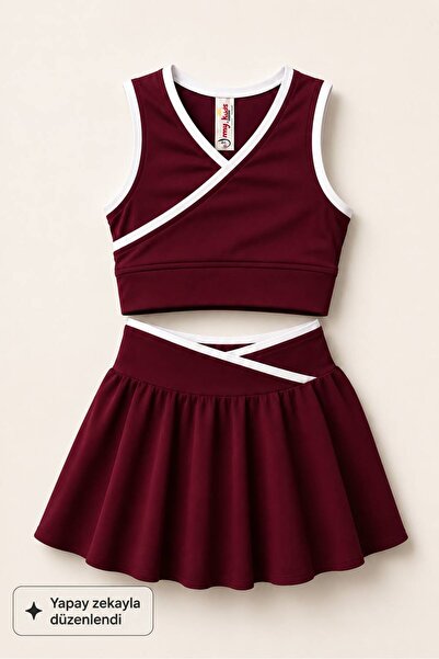 My Kids Wear Girl's 2-Piece Combination Set with Cross Detail Skirt 12912