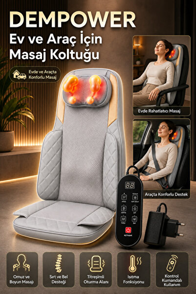 DEMPOWER Ev Ve Araba Için Masaj Koltuğu – Titreşimli Ve Isıtmalı Masaj Minderi