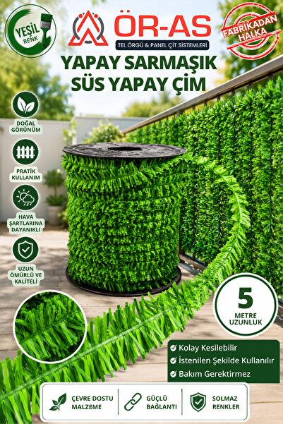ÖR-AS TEL ÖRGÜ & PANEL ÇİT SİSTEMLERİ Süs Telli Çim Yapay Sarmaşık (- 5 - Mt -)