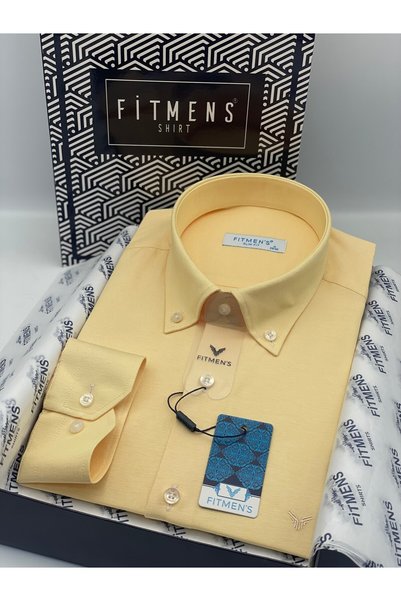 Fitmens Slim Fit Long Sleeve Cotton Gift Boxed Easy-Iron Men's Shirt Fs-002225 - Yellow