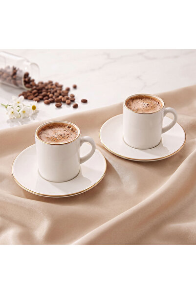 Aryıldız Hazel Gold 4 Piece Turkish Coffee Cup Set for 2 People 90 ml