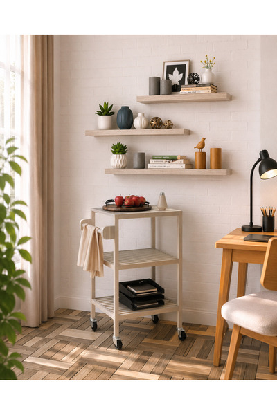 INTERBUILD REAL WOOD Interbuild Yüzer Duvar Rafı,masif Akasya,fsc,120x25x3,8 ...