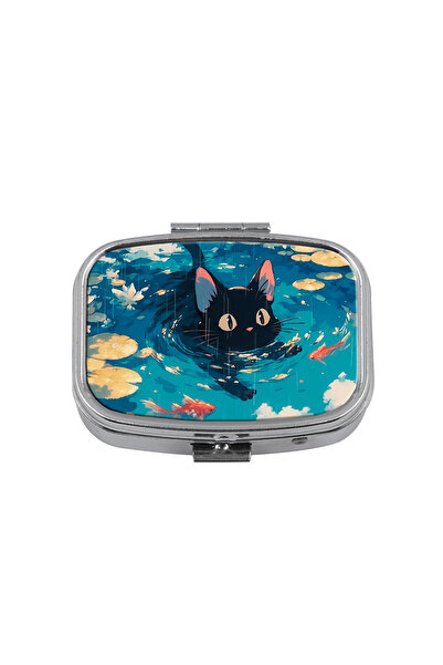 Choice3 3 Cute Cat Pattern Metal Medicine Box with 2 Compartments Portable Tr...