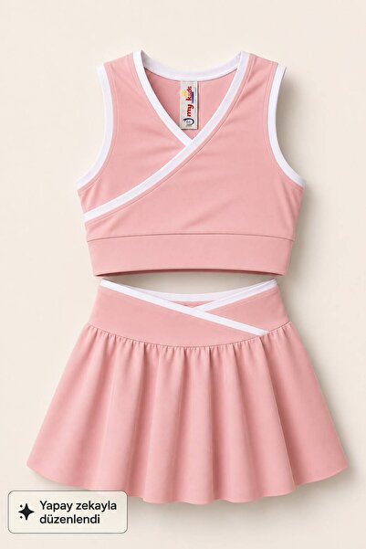 My Kids Wear Girl's Cross Detailed Skirt 2-Piece Combination Set 12911