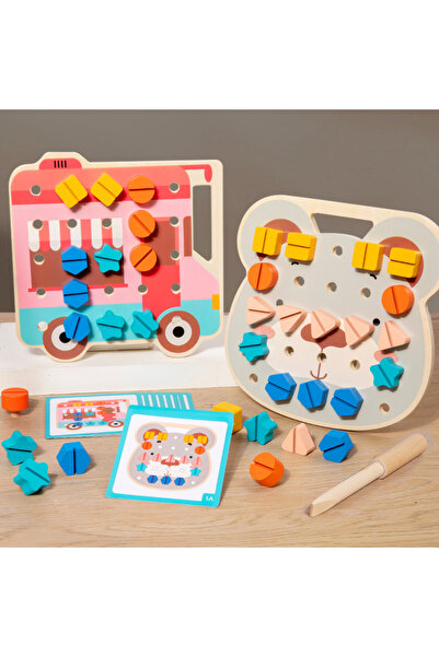 OEM Jucarie din Lemn Educativa, Placa cu Suruburi, Puzzle pentru Copii, Activ...