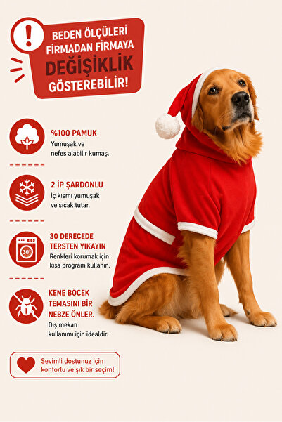 DOGİ&DOG Büyük Irk Noel Baba Köpek Swaeti-köpek Kiyafeti-köpek Kostüm