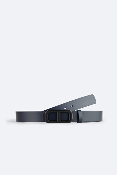 Avva Men's Navy Blue Leather Belt B009309