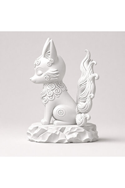 Choice White (8*6.8cm) 3D Print Elegrant Nine-Tailed Sweet Fox Desk Figurine ...
