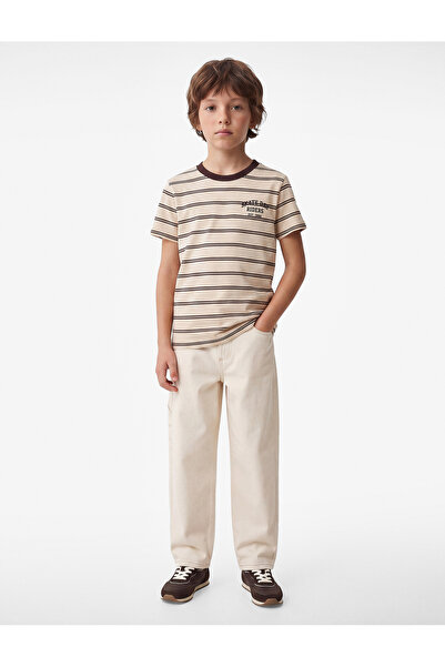 Koton Cotton Crew Neck Short Sleeve Striped T-Shirt