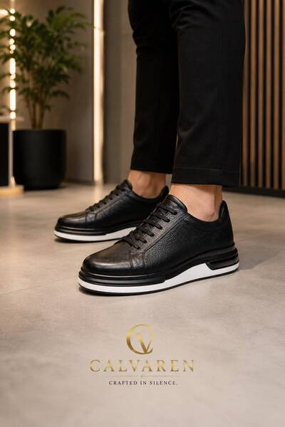 Velar Z Siyah Hakiki Deri Erkek Sneaker Ortopedik Casual Ayakkabı premium ortopedik taban günlük erkek ayakkabı