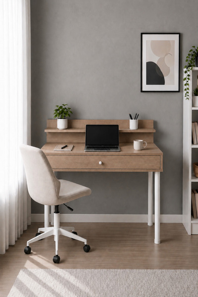 MOBİX HOME MK-00078 Metal Ayaklı Çalışma Masası Çekmeceli Ceviz