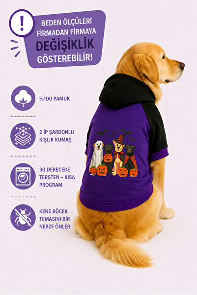 DOGİ&DOG Large Breed Purple Halloween Dog Sweati Dog Outfit (11-45kg)