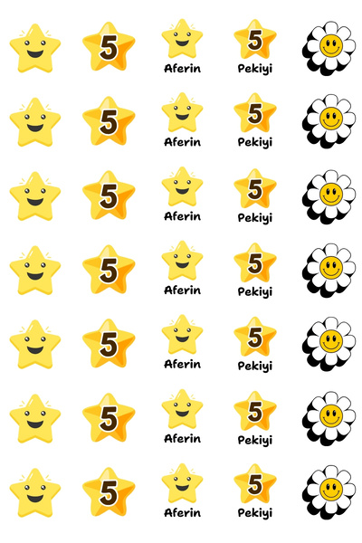 Bimotif Shaped Sticker Set for Student Assessment, 350 Pieces (10 Sheets)