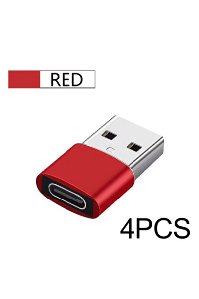 Choice محول OTG USB إلى Type C باللون الأحمر، 4 قطع، محول USB USB-C ذكر إلى M...