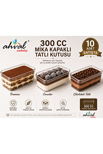 AHVAL AMBALAJ AHV 287 300 cc Tiramisu Kapaklı Kap (10 Adet)