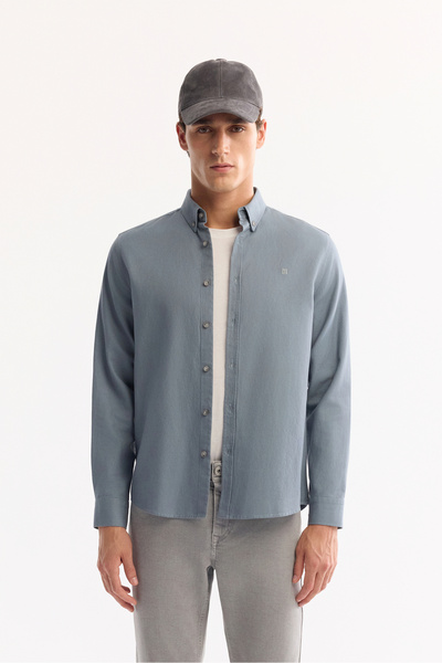 Avva Men's Petrol Blue Button down Collar Cotton Soft Touch Regular Fit Shirt...
