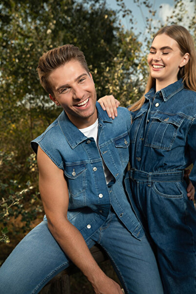 BANNY JEANS Kadın Oversize Jean Tulum Koyu Mavi