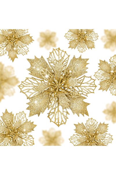 Choice Gold 14Pcs Artificial Flowers 11CM Fake Flower Christmas Decoration Xm...