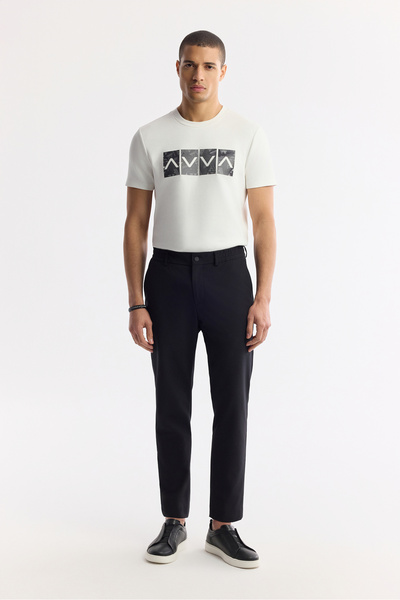 Avva Erkek Siyah Beli Lastikli Bi-Stretch Teknik Kumaş Slim Fit Pantolon A51Y...