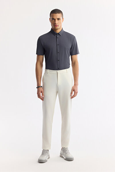 Avva Erkek Kırık Beyaz Beli Lastikli Bi-Stretch Teknik Kumaş Slim Fit Pantolo...