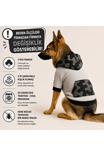 DOGİ&DOG Large Breed Grey Soldier Dog Sweati Dog Outfit (11-45kg)
