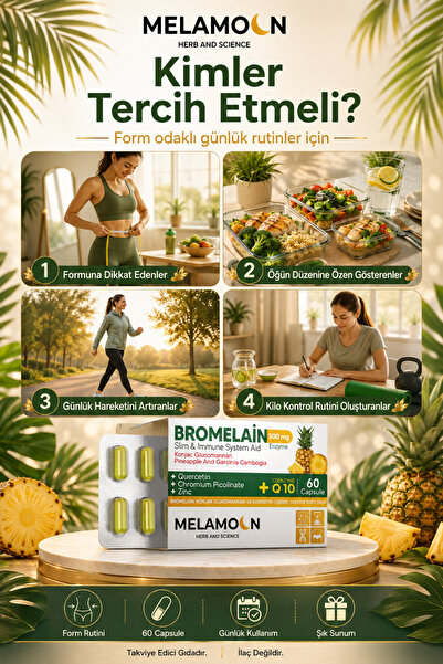 Melamoon Bromelain 500 Mg Ve Konjak Glukomannan Koenzim Q10(BROMELİN)-krom Pikolinat 60 Kapsül