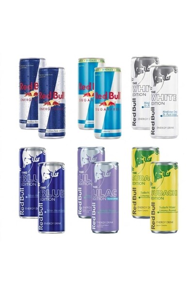 Red Bull Enerji İçeceği 250 ml 6 Çeşit 12 li Karma Paket