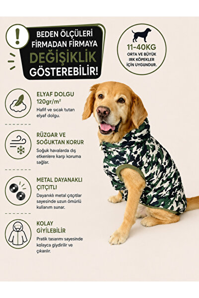 DOGİ&DOG Big Breed Soldier Dog Puff Vest (11Kg-45Kg)