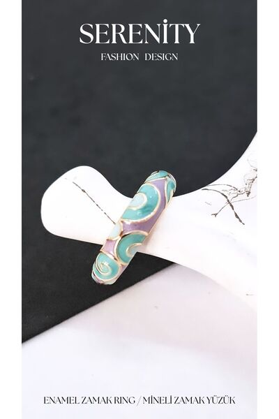 Serenity Satin Enamel Colored Brass Plated Zamak Ring