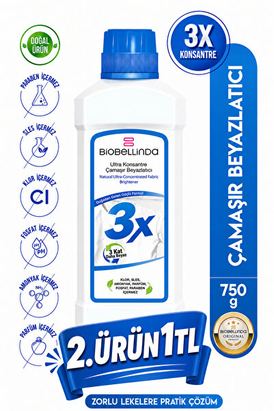 BioBellinda 3x Ultra Konsantre Çamaşır Ve Tül Beyazlatıcı Deterjan 750 gr