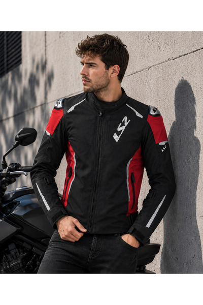 LS2 Zoom Protected Motorcycle Jacket Black-Red