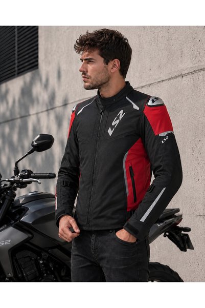 LS2 Zoom Protected Motorcycle Jacket Black-Red