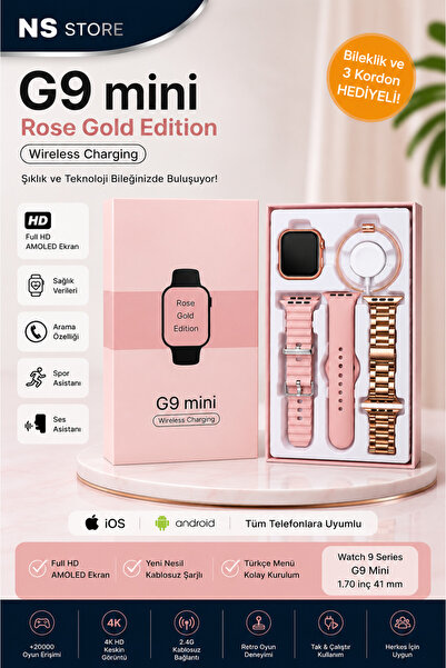 NS Store G9 Mini 3 Kordonlu Bileklik Hediyeli Kadın Akıllı Saat Ios ve Androi...