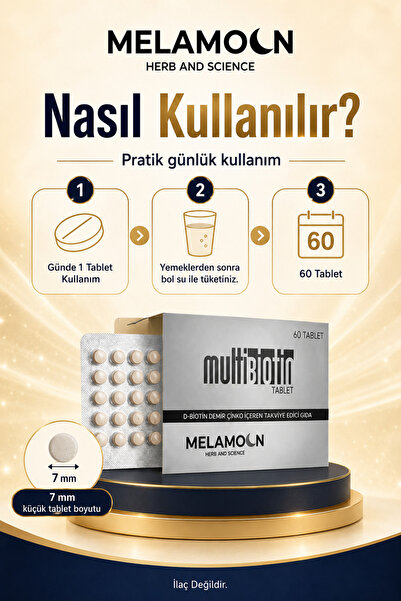 Multibiotin Biotin 5000 Mcg Zenginleştirilmiş Saç Ve Tırnak Vitamini - Demir Ve Çinko Katkılı 60 Tablet