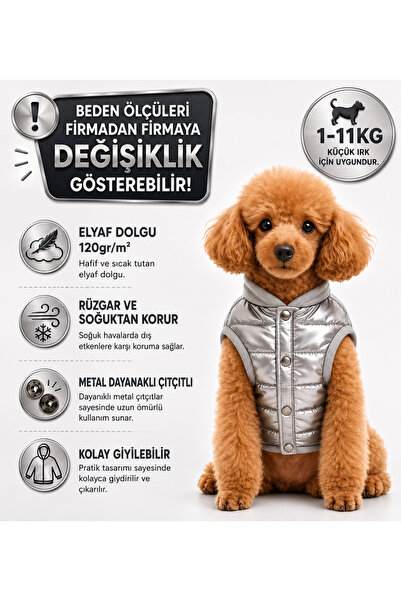 DOGİ&DOG Small Breed Gray Shiny Cat Dog Vest Dog Outfit