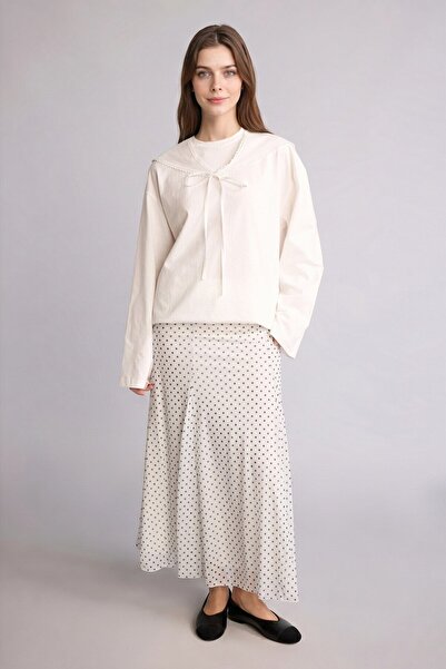 DeFacto A-Line Polka Dot Tulle Light Blue Skirt H5004Ax26Sp