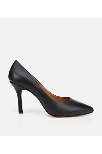 Hotiç Damen-Stiletto-Absatzschuhe aus schwarzem Leder mit hohem Absatz