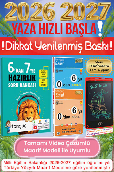 Tonguç Yayınları 6'dan 7'ye Hazırlık Tüm Dersler Soru Bankası Yaz Tatili Kita...