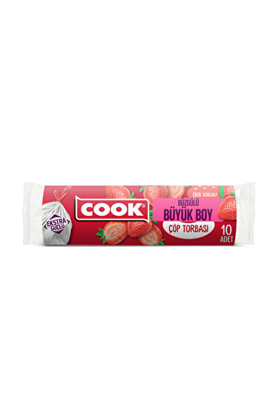 COOK Büyük Büzgülü Boy Çilek Kokulu Çöp Torbası 10'lu