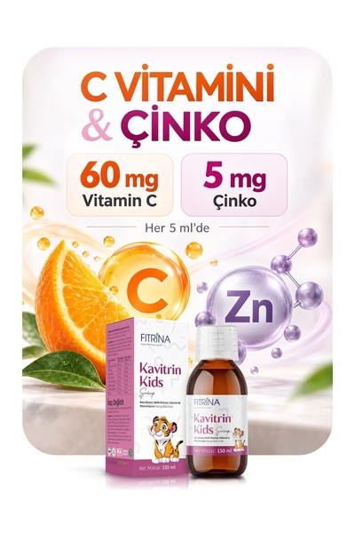 FITRİNA Kavitrin Kids Syrup 150 ml – Food Supplement Containing Beta Glucan, Hawthorn, Propolis, Vitamin C, and Zinc
