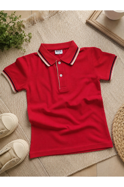 Uğur bebe Special Production Red Color Collar and Sleeves Navy Blue Beige Str...