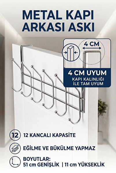 KaktüsKedi 12 Kancalı Kapı Arkası Askı - Askılık