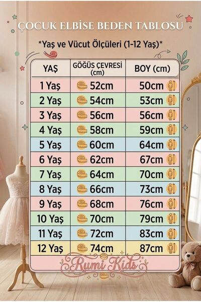 RUMİ KİDS Girl's Tulle Evening Dress Party and Birthday Dress with Skirt in Powder Color