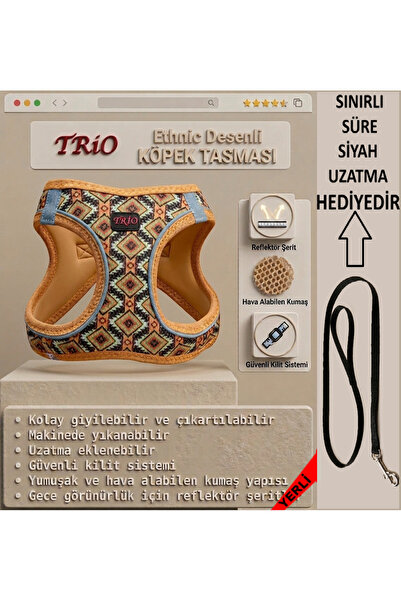 Trio Air -Mesh Küçük ve Orta Irk Kedi Köpek Göğüs Tasması Yumuşak, Nefes Alab...