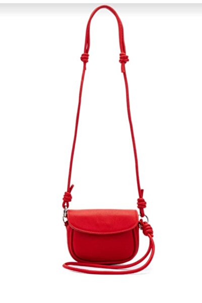 MAISONE Red Luna Mini Women's Crossbody Bag with Knot Detail and Adjustable S...